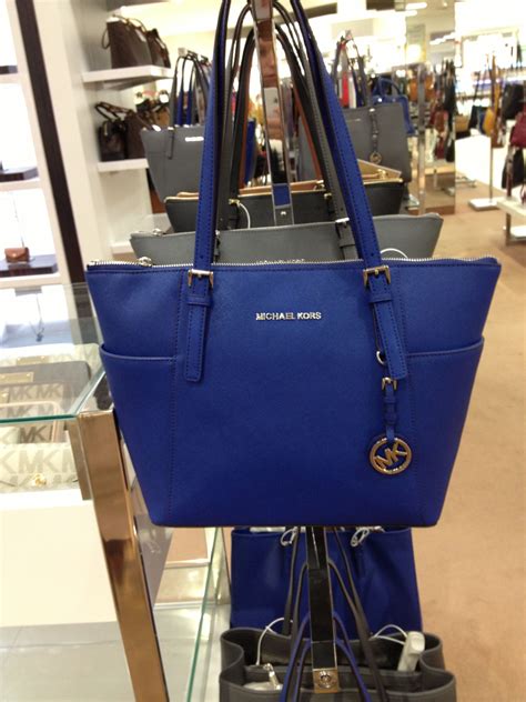 michael kors backpack blue and white|Michael Kors royal blue handbag.